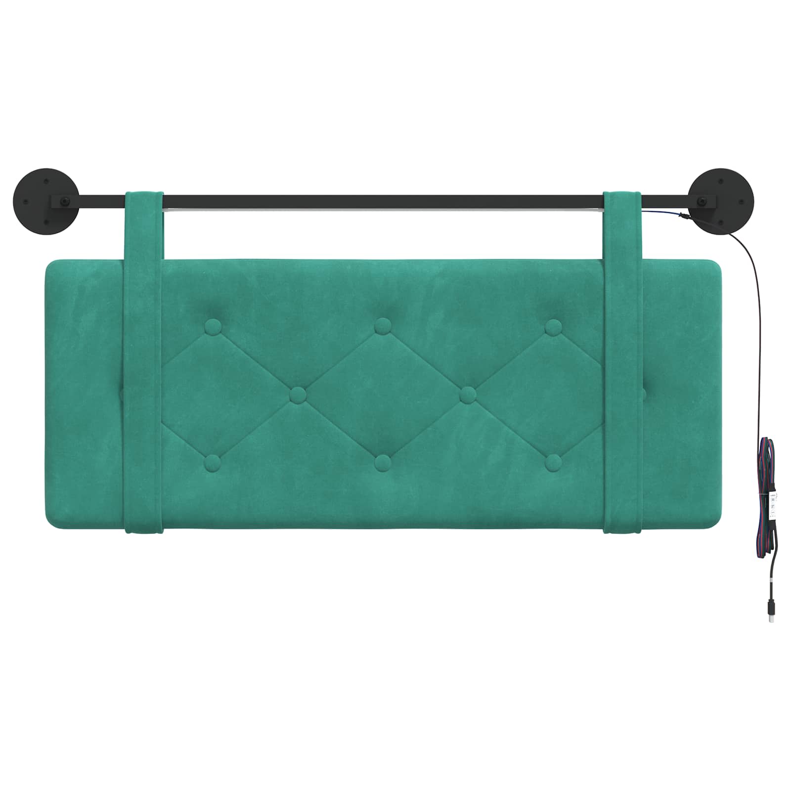 Hangend hoofdbord Met LED-verlichting Turquoise Fluweel