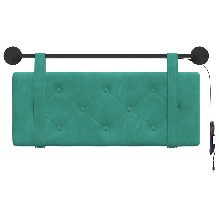 Hangend hoofdbord Met LED-verlichting Turquoise Fluweel