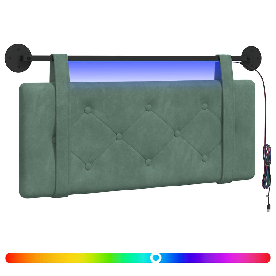 Hangend hoofdbord Met LED-verlichting Zeegroen Fluweel
