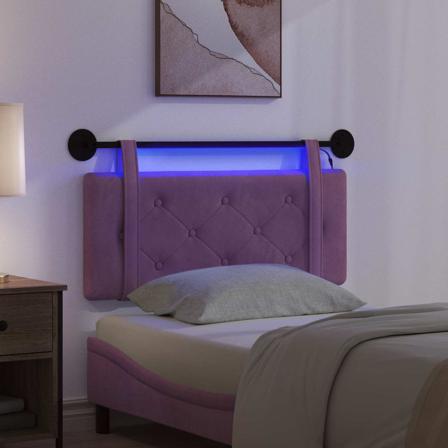 Hangend hoofdbord Met LED-verlichting Paars Fluweel