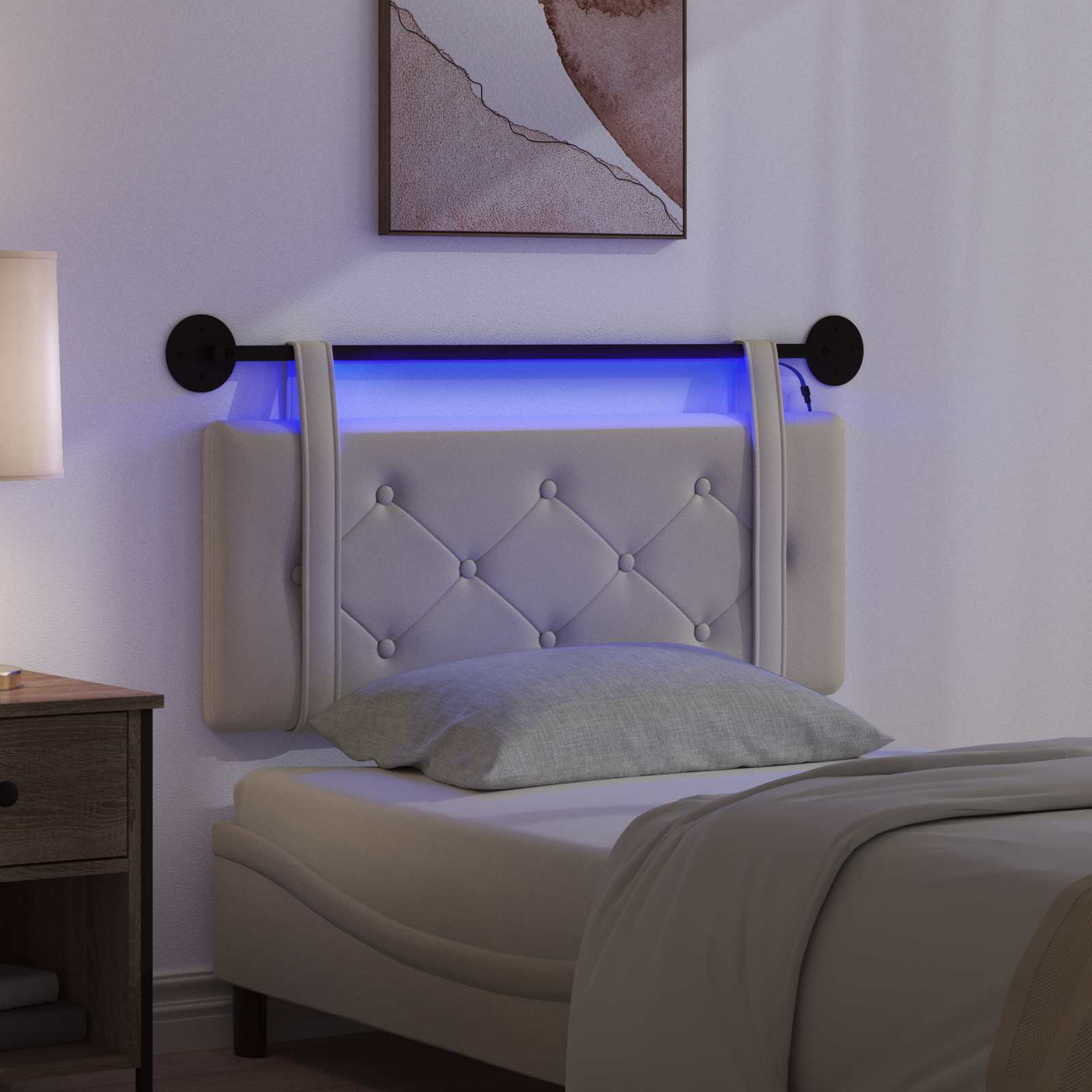 Hangend hoofdbord Met LED-verlichting Crèmekleurig Kunstleer