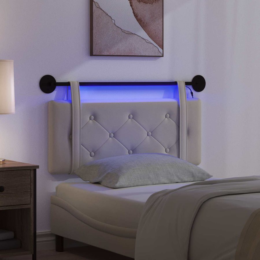 Hangend hoofdbord Met LED-verlichting Crèmekleurig Kunstleer