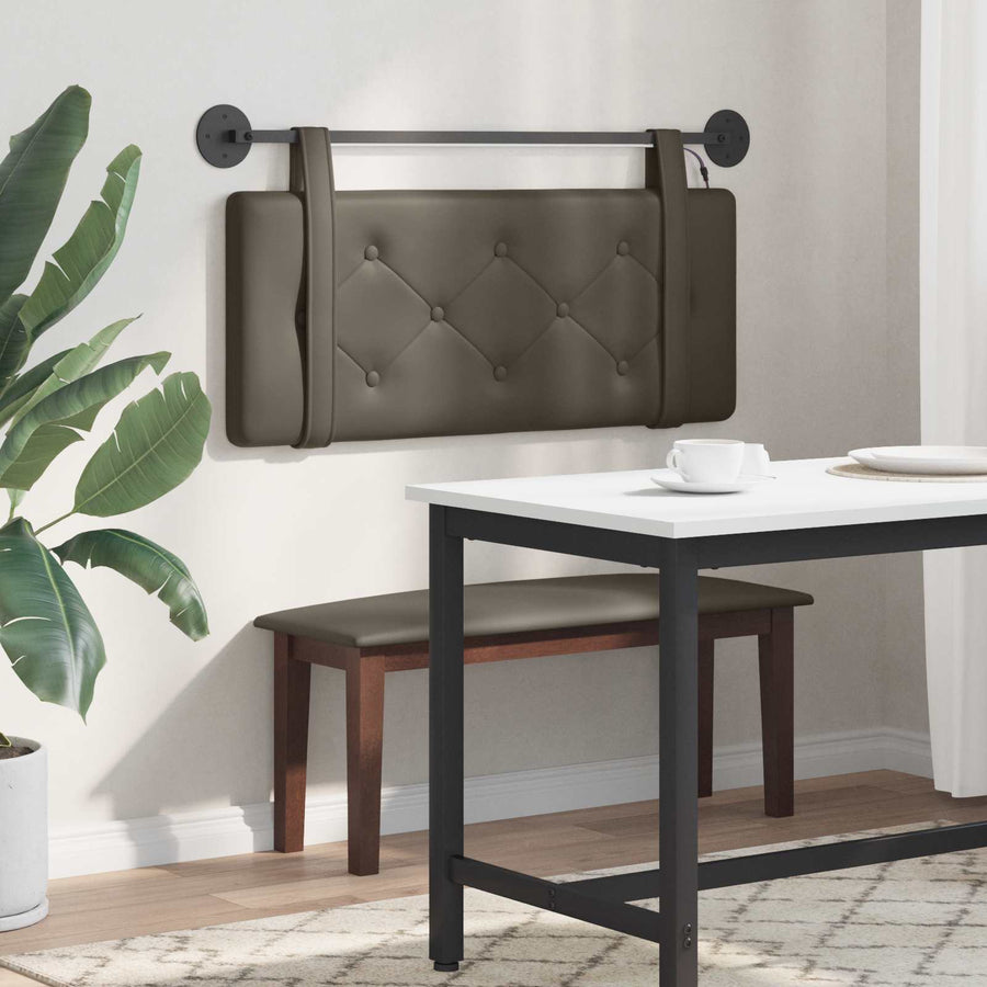 Hangend hoofdbord Met LED-verlichting Grijs Kunstleer