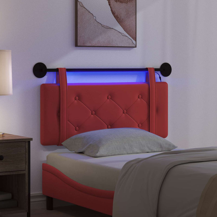 Hangend hoofdbord Met LED-verlichting Rood Kunstleer