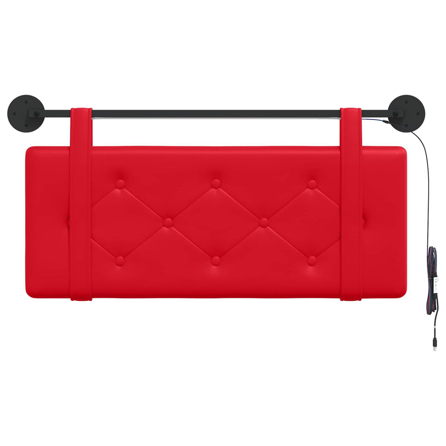 Hangend hoofdbord Met LED-verlichting Rood Kunstleer