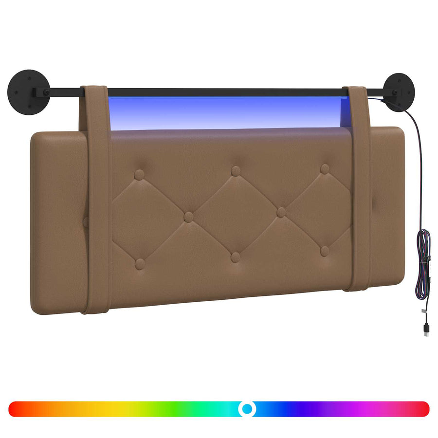 Hangend hoofdbord Met LED-verlichting Cappuccino Kunstleer