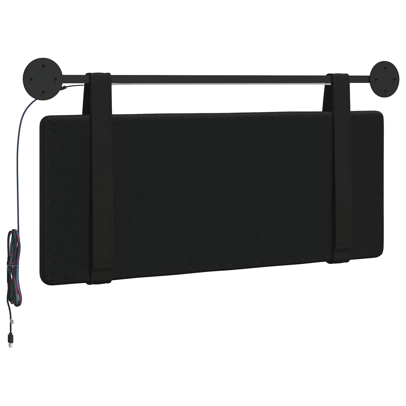 Hangend hoofdbord Met LED-verlichting Zwart Kunstleer