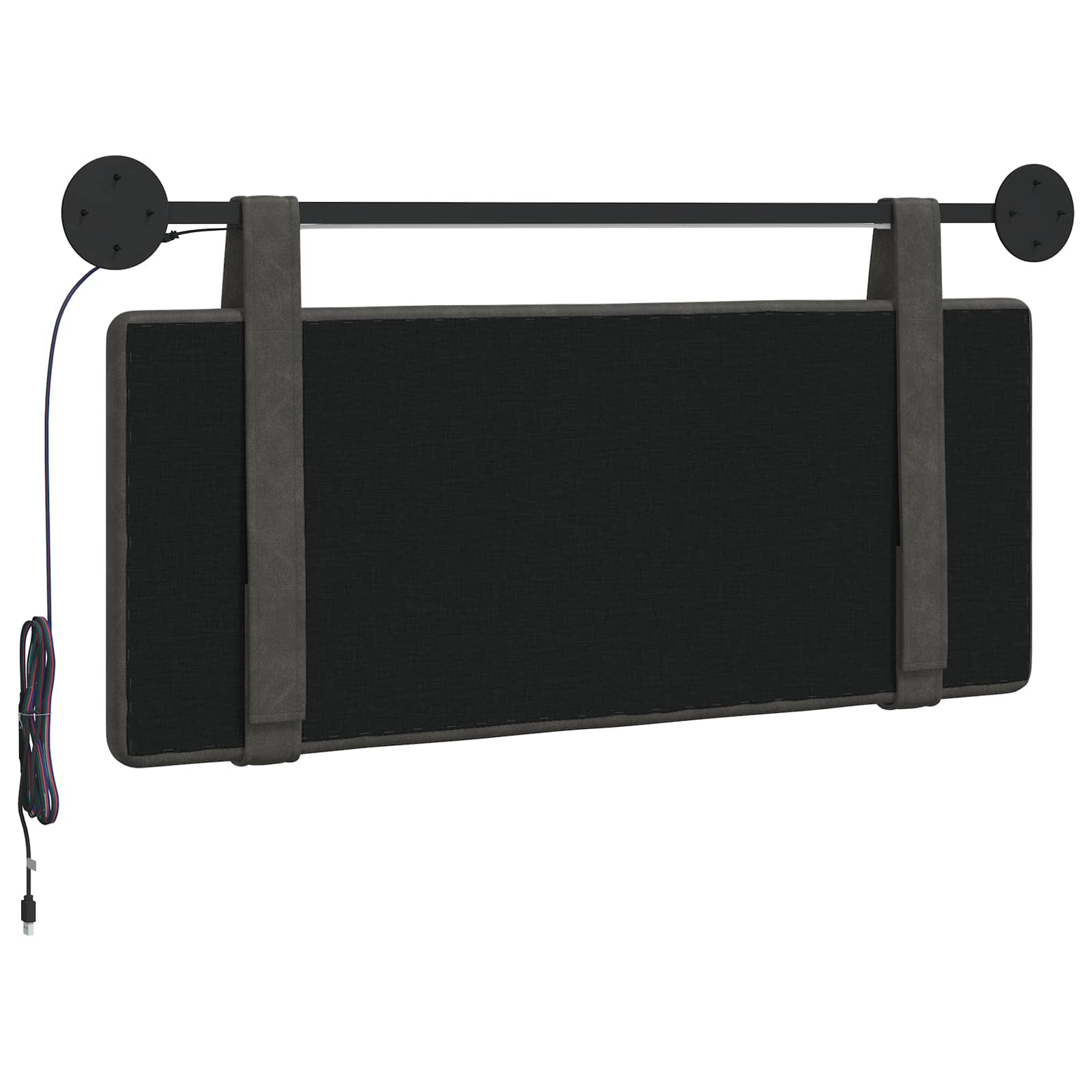 Hangend hoofdbord Met LED-verlichting Zwart Antiek PU