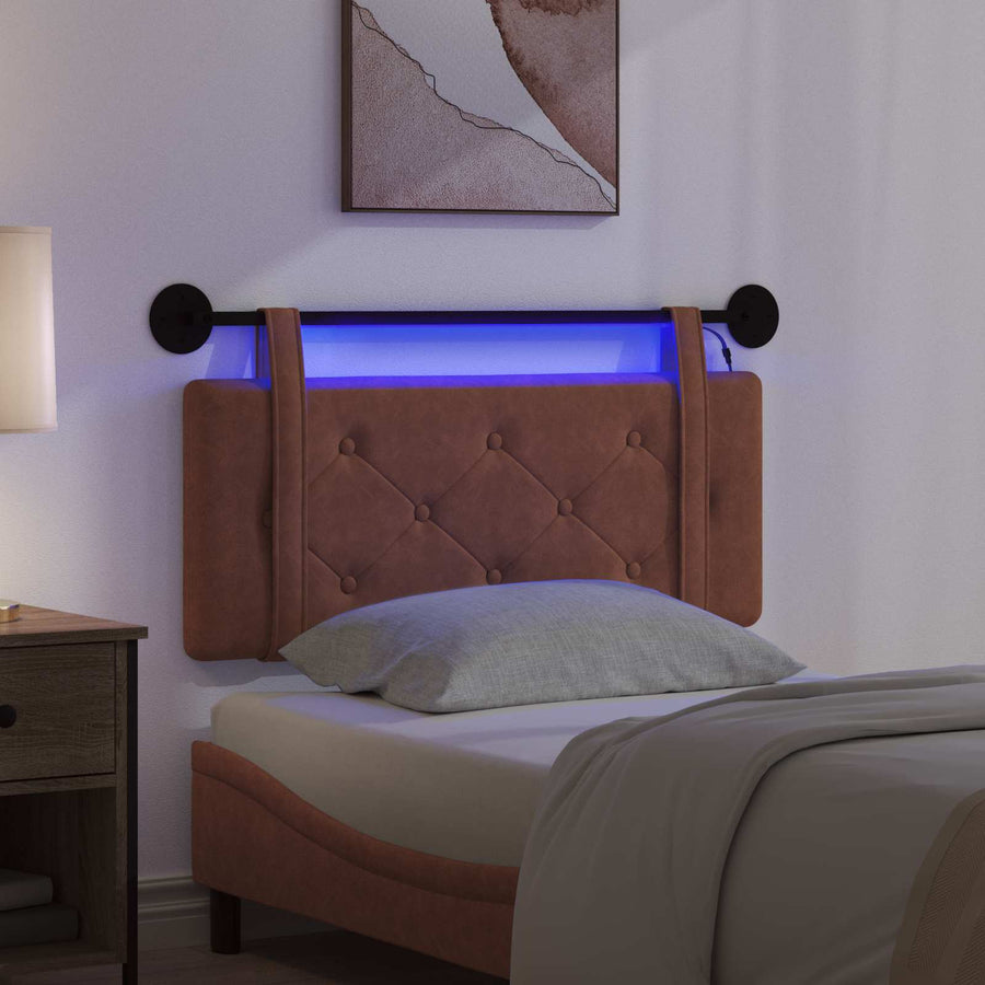 Hangend hoofdbord Met LED-verlichting Bruin Antiek PU