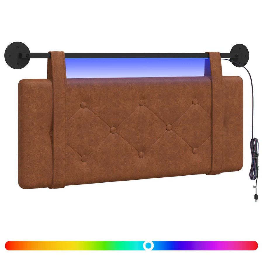 Hangend hoofdbord Met LED-verlichting Bruin Antiek PU