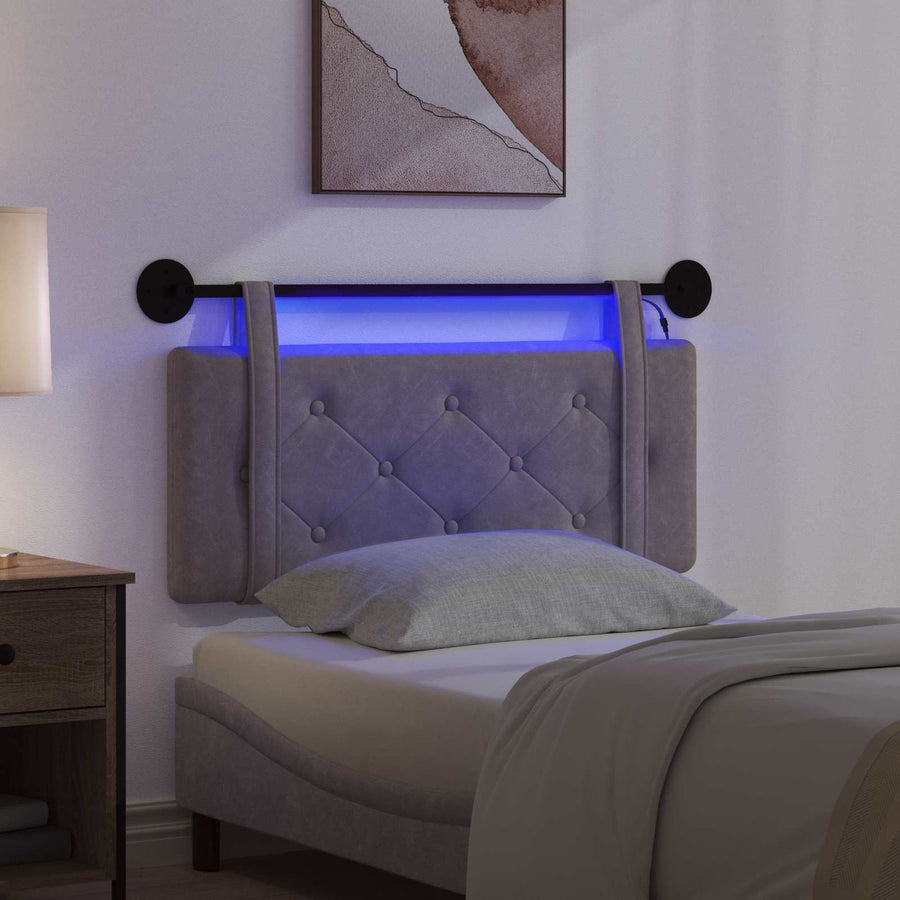Hangend hoofdbord Met LED-verlichting Grijs Antiek PU