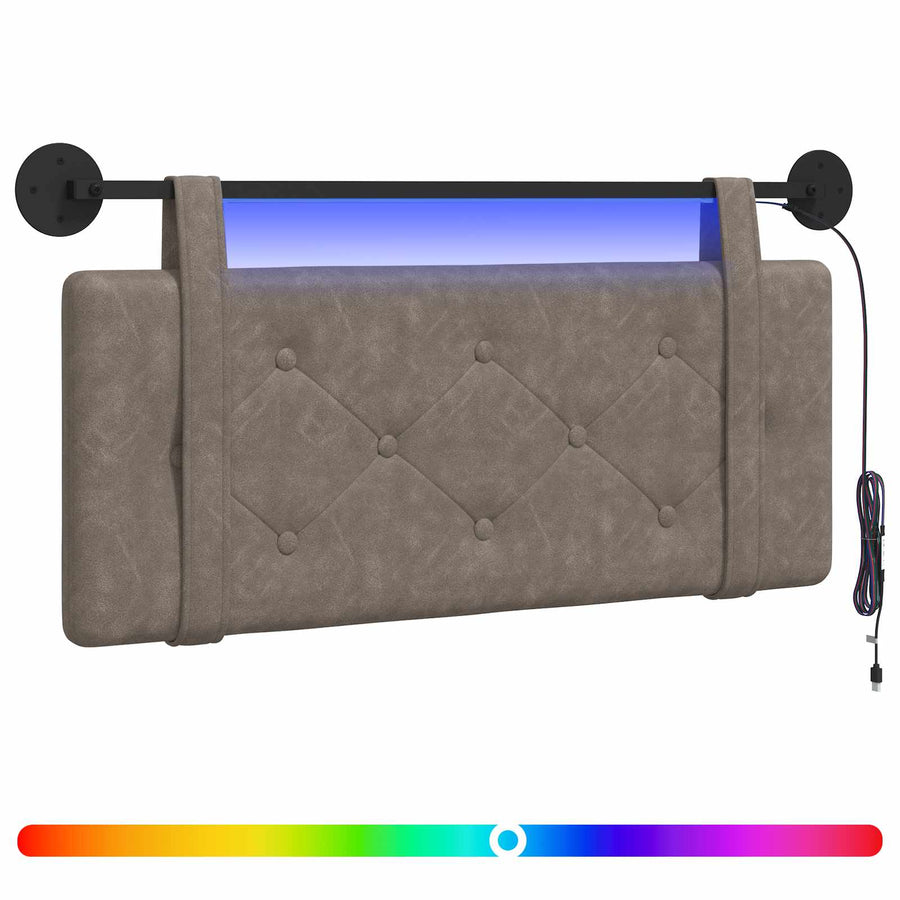 Hangend hoofdbord Met LED-verlichting Grijs Antiek PU