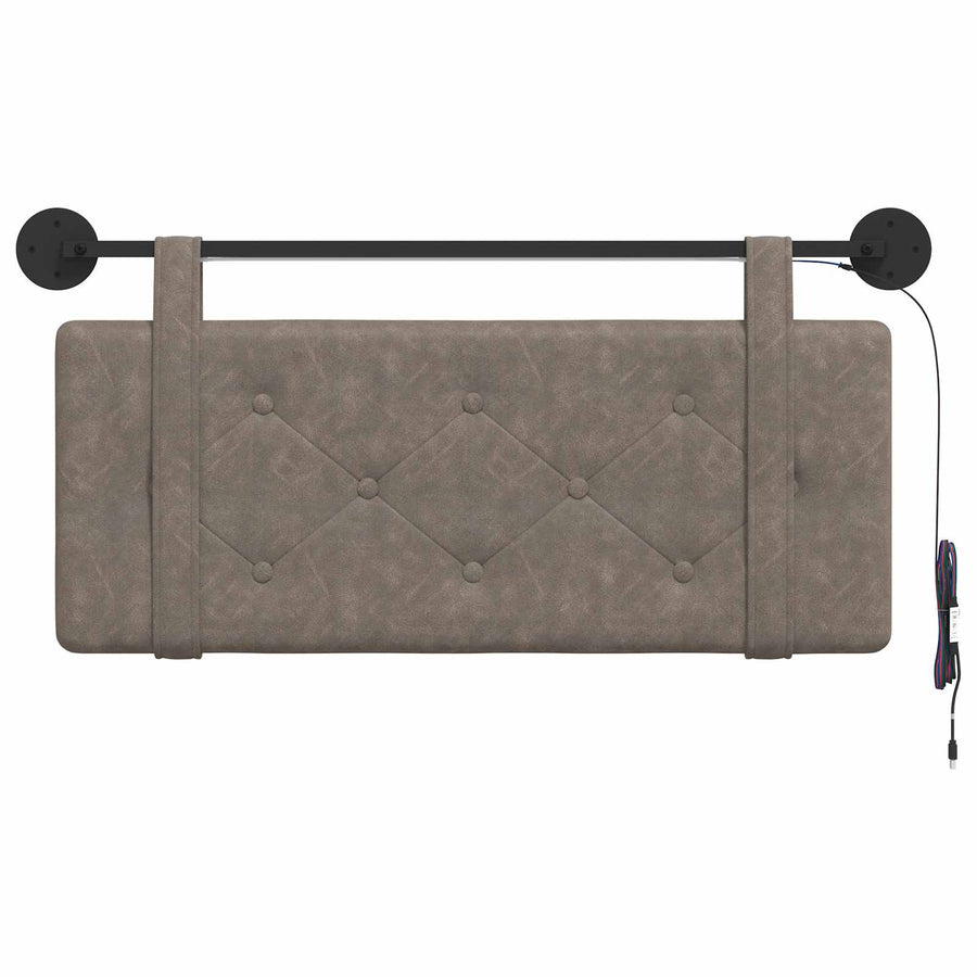 Hangend hoofdbord Met LED-verlichting Grijs Antiek PU