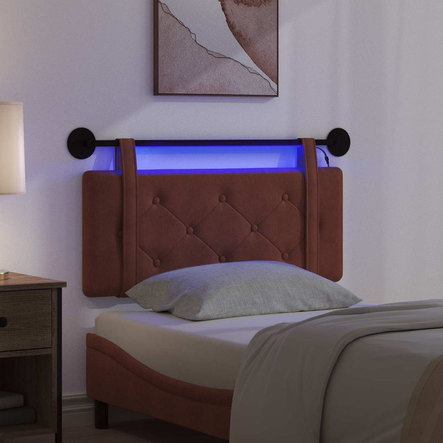 Hangend hoofdbord Met LED-verlichting Glanzend Bruin Antiek PU