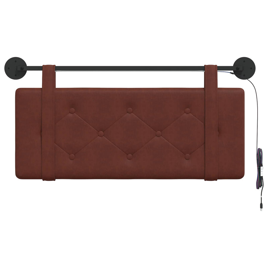 Hangend hoofdbord Met LED-verlichting Glanzend Bruin Antiek PU