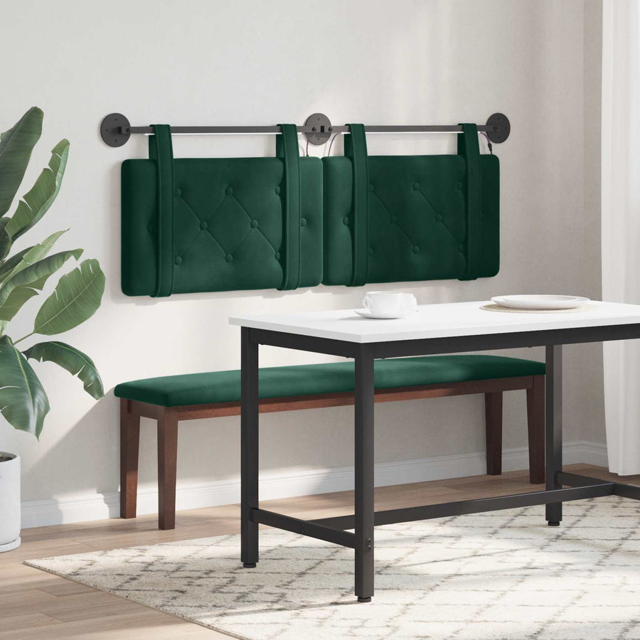 Hangend hoofdbord Met LED-verlichting Donkergroen Fluweel