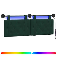 Hangend hoofdbord Met LED-verlichting Donkergroen Fluweel