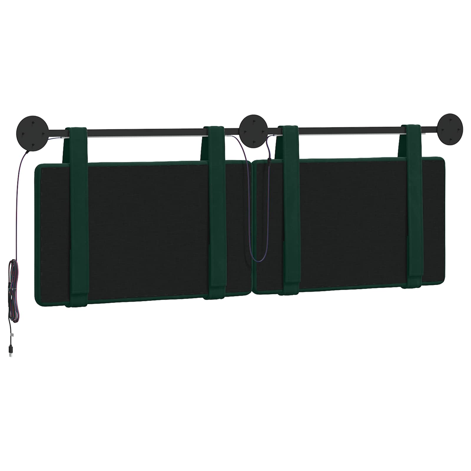 Hangend hoofdbord Met LED-verlichting Donkergroen Fluweel
