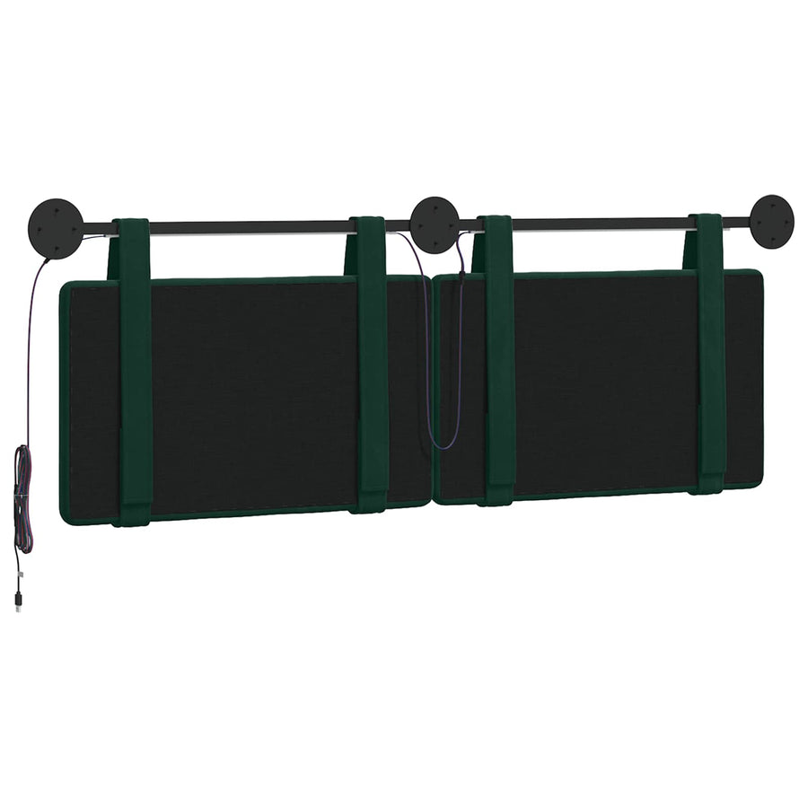 Hangend hoofdbord Met LED-verlichting Donkergroen Fluweel
