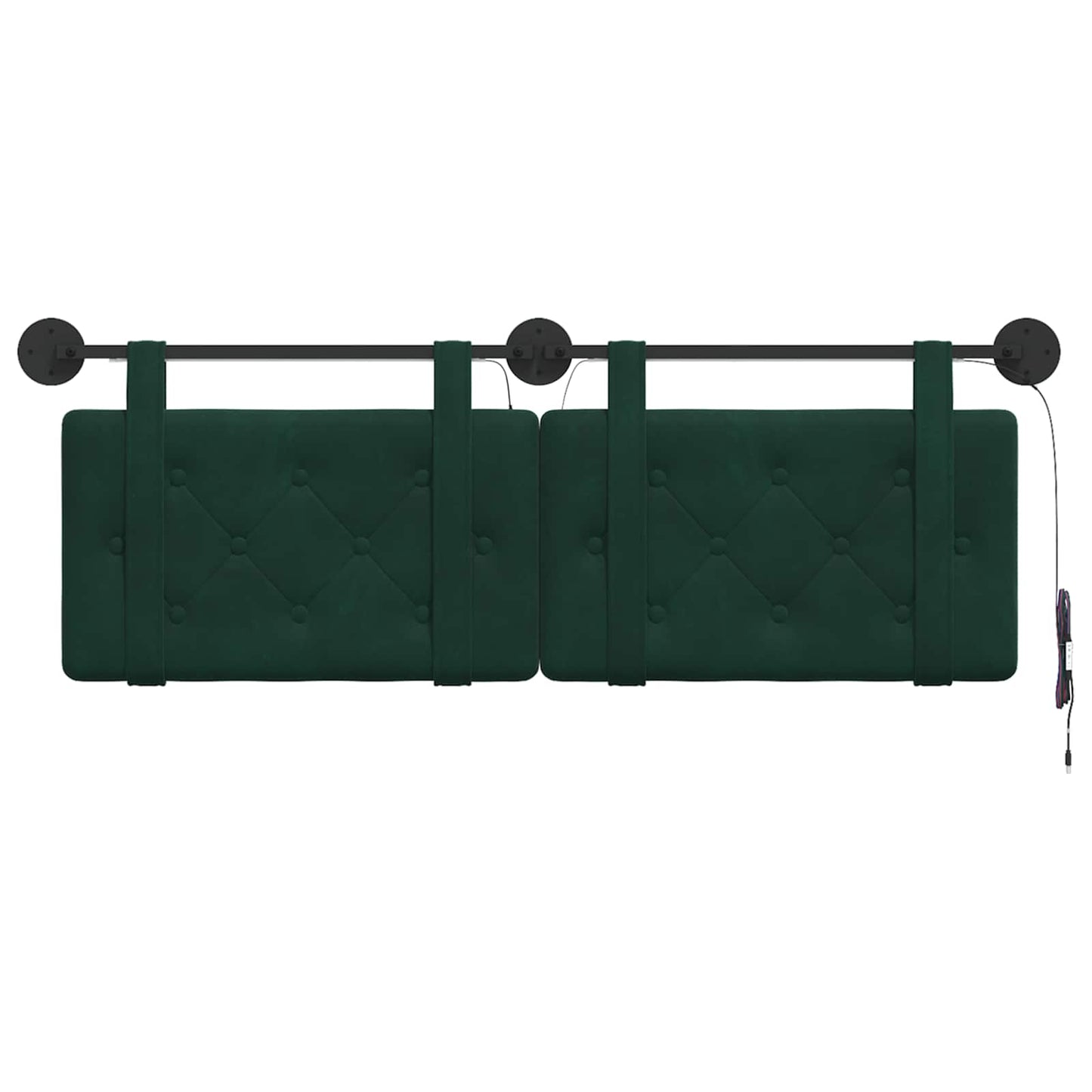 Hangend hoofdbord Met LED-verlichting Donkergroen Fluweel