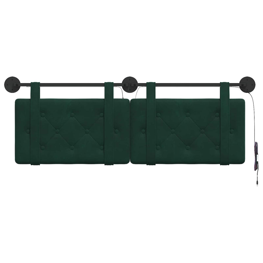 Hangend hoofdbord Met LED-verlichting Donkergroen Fluweel