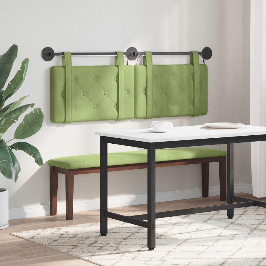 Hangend hoofdbord Met LED-verlichting Lichtgroen Fluweel