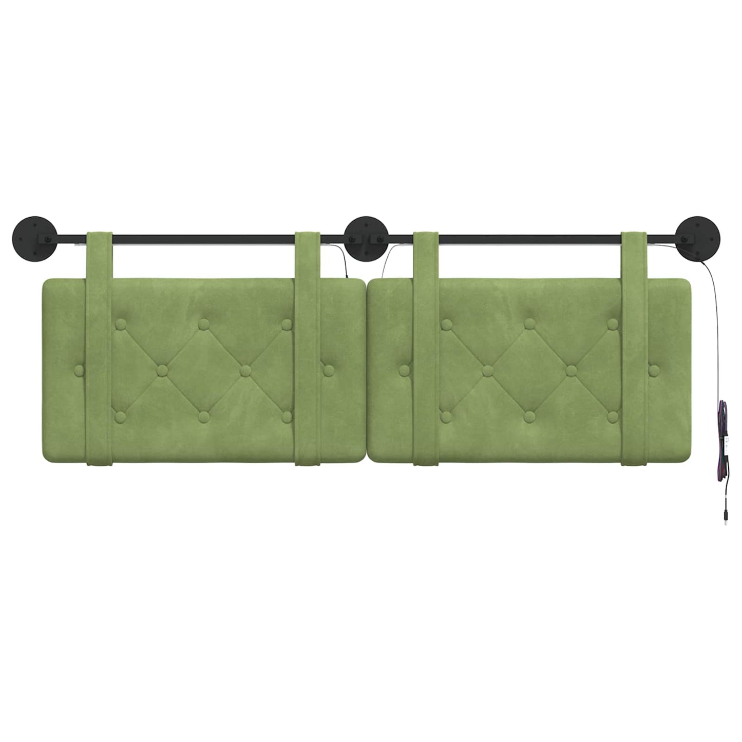 Hangend hoofdbord Met LED-verlichting Lichtgroen Fluweel