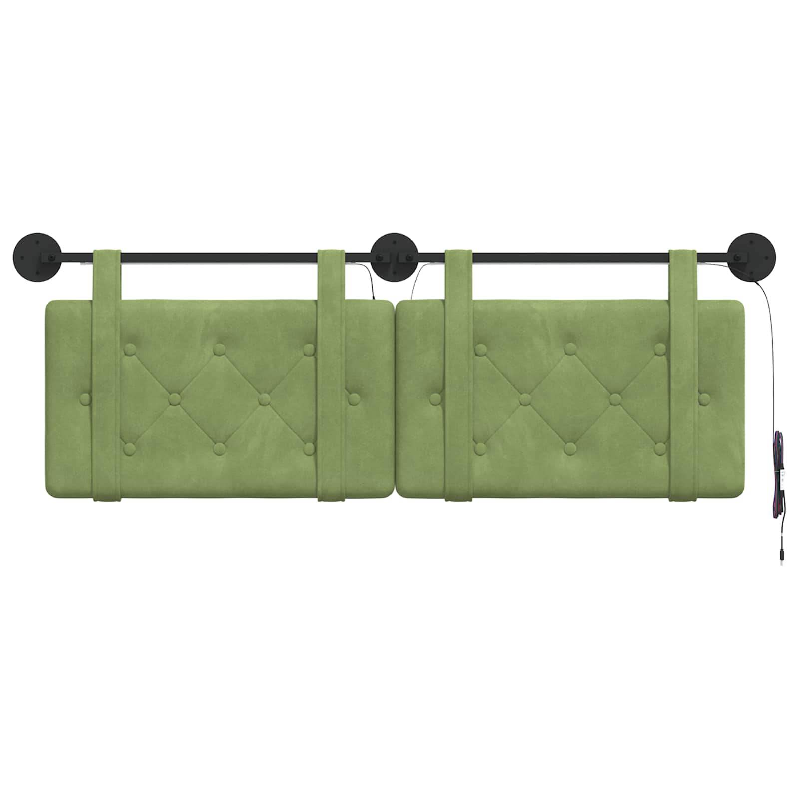 Hangend hoofdbord Met LED-verlichting Lichtgroen Fluweel