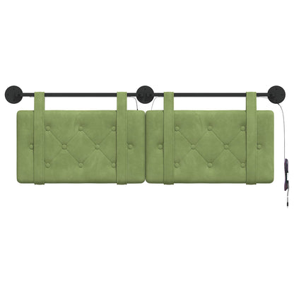 Hangend hoofdbord Met LED-verlichting Lichtgroen Fluweel