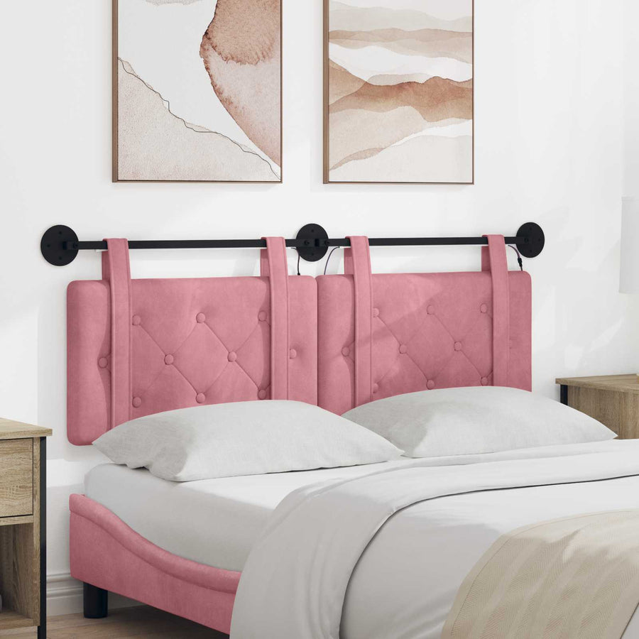 Hangend hoofdbord Met LED-verlichting Roze Fluweel