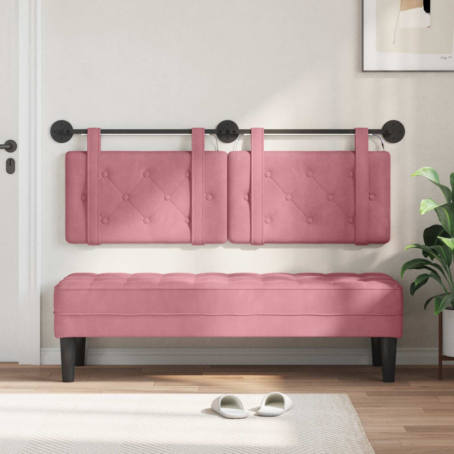Hangend hoofdbord Met LED-verlichting Roze Fluweel