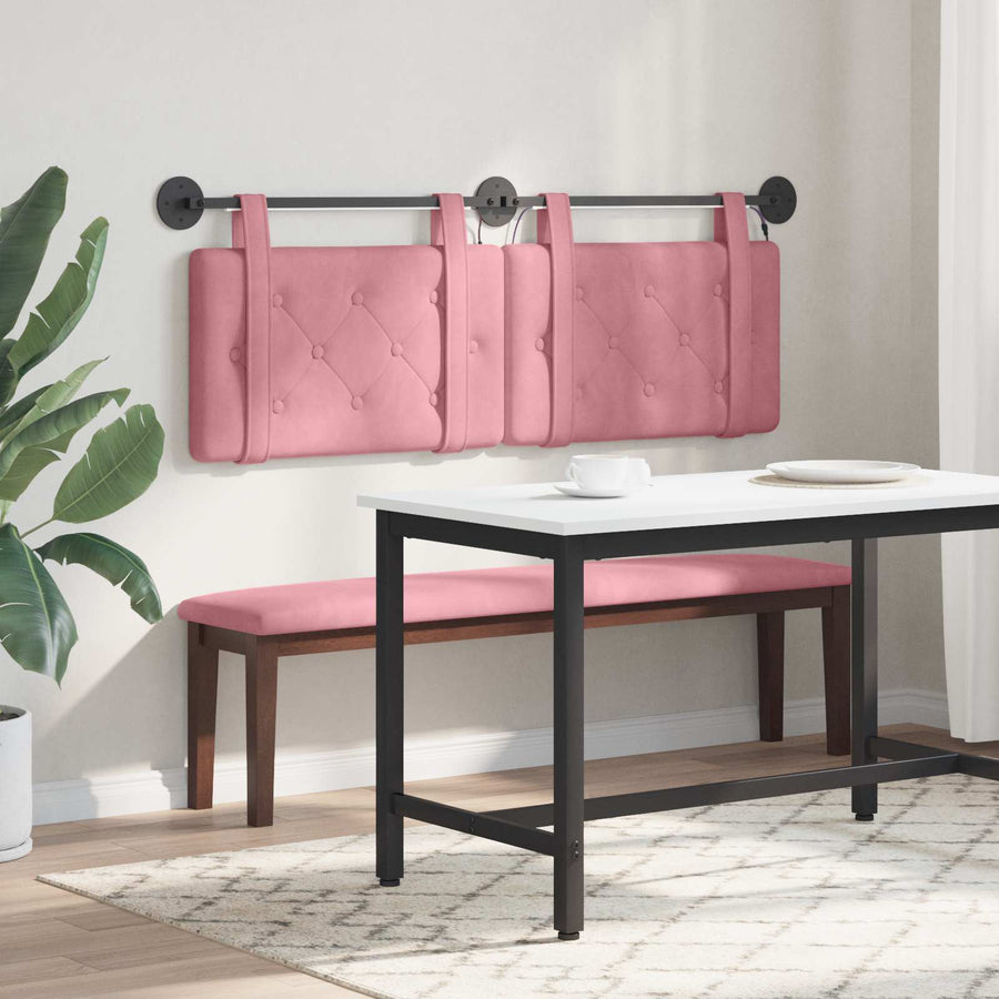 Hangend hoofdbord Met LED-verlichting Roze Fluweel