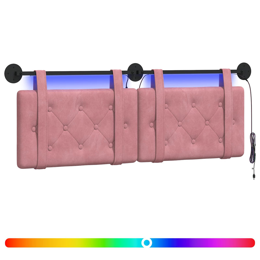 Hangend hoofdbord Met LED-verlichting Roze Fluweel