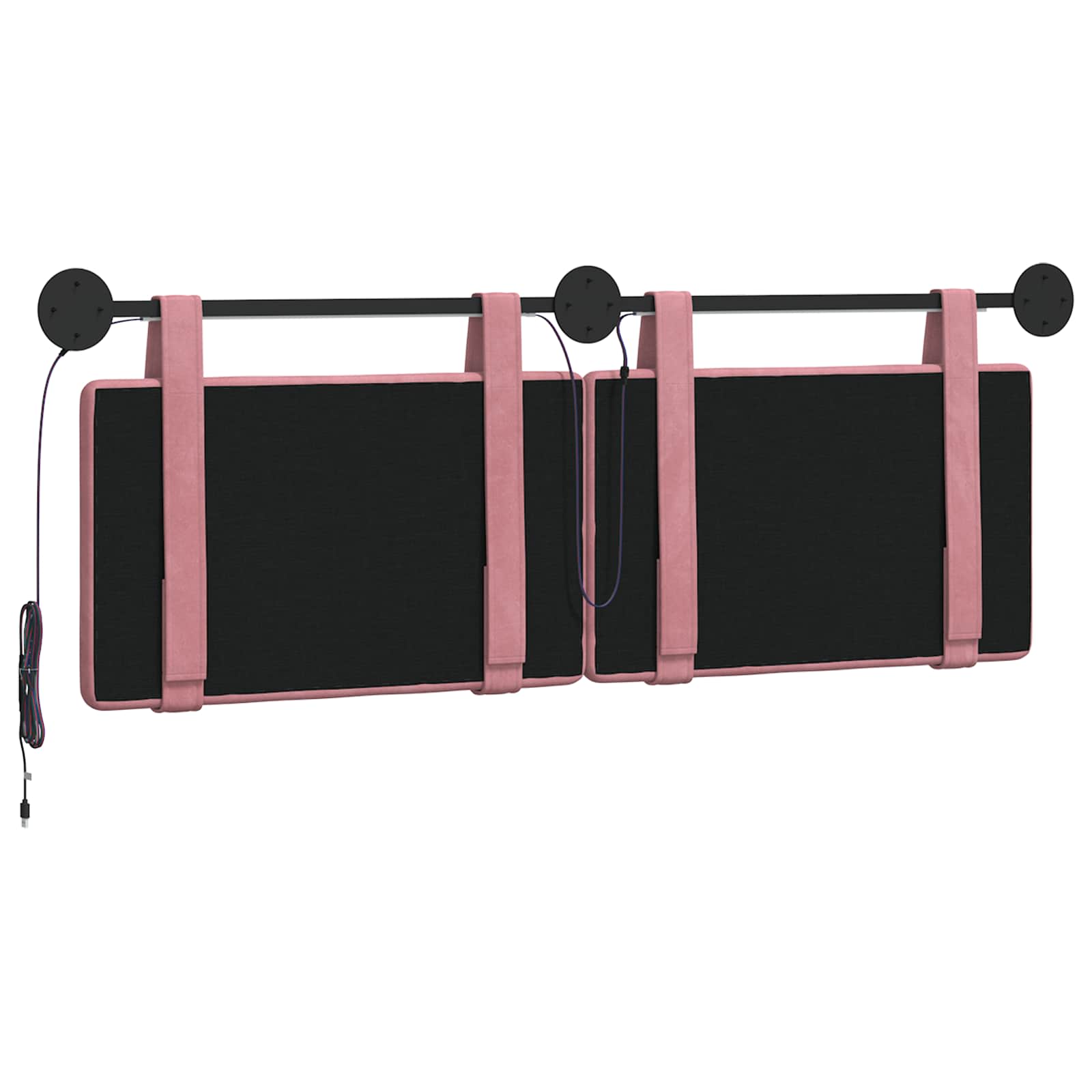 Hangend hoofdbord Met LED-verlichting Roze Fluweel
