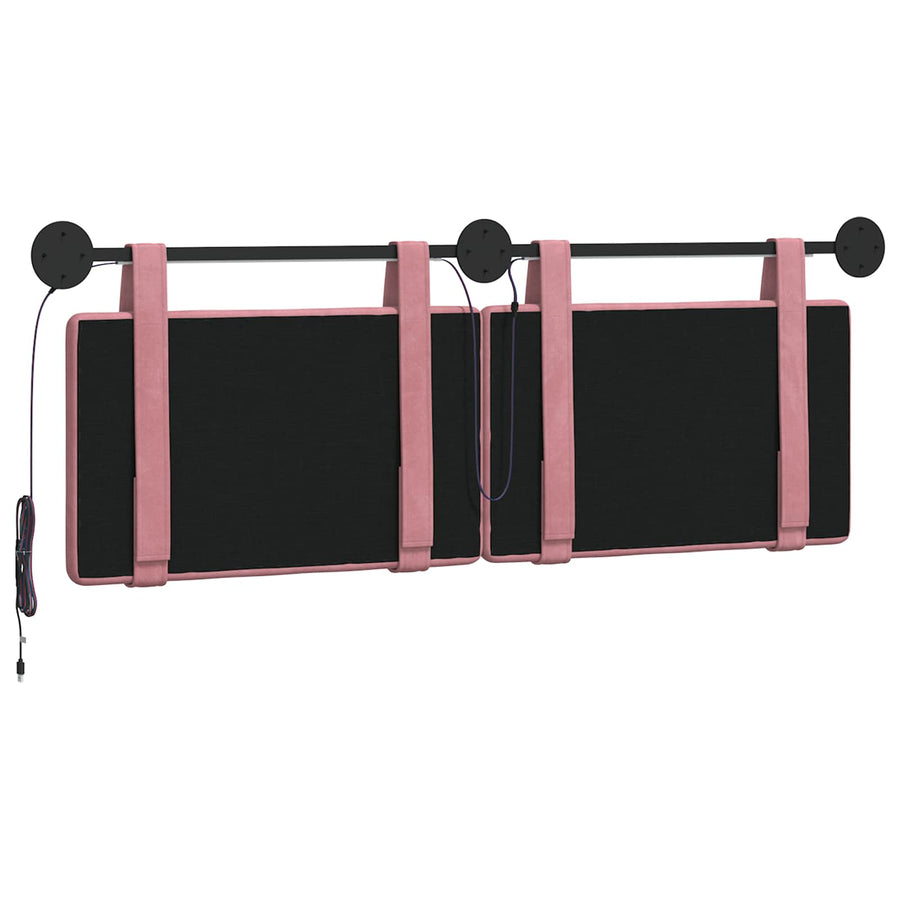 Hangend hoofdbord Met LED-verlichting Roze Fluweel