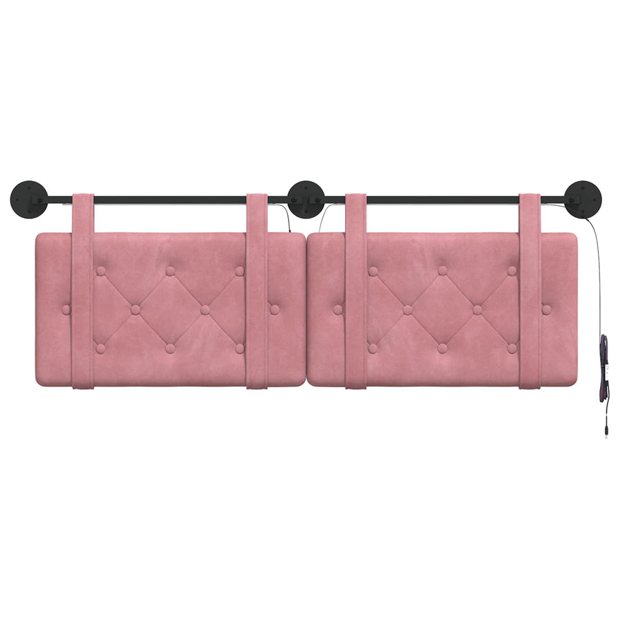 Hangend hoofdbord Met LED-verlichting Roze Fluweel