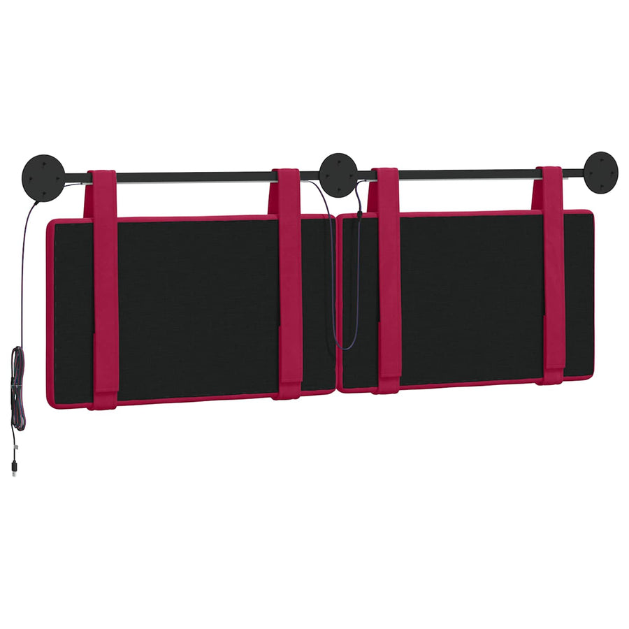 Hangend hoofdbord Met LED-verlichting Wijnrood Fluweel