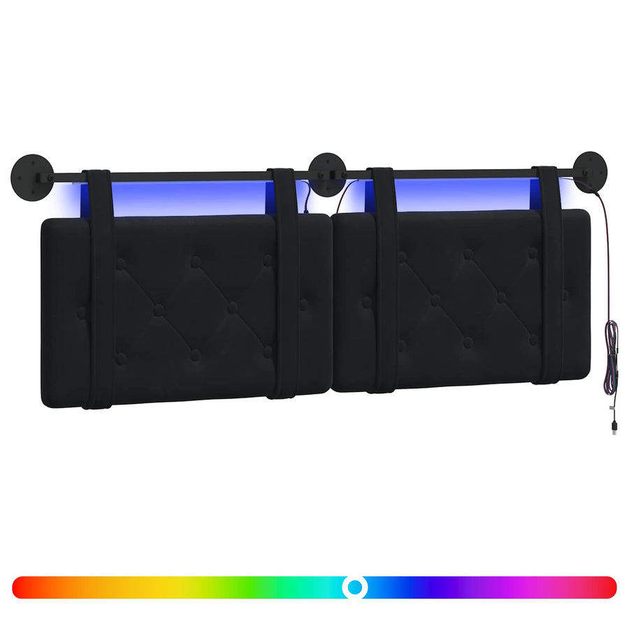 Hangend hoofdbord Met LED-verlichting Zwart Fluweel