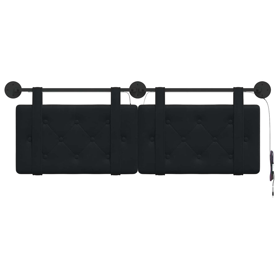 Hangend hoofdbord Met LED-verlichting Zwart Fluweel