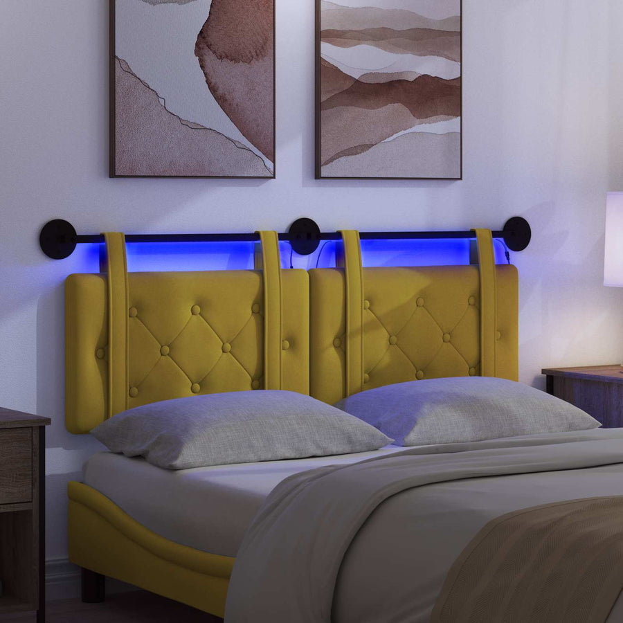 Hangend hoofdbord Met LED-verlichting Geel Fluweel