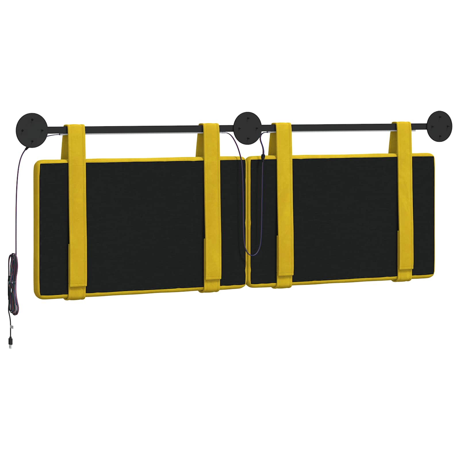 Hangend hoofdbord Met LED-verlichting Geel Fluweel