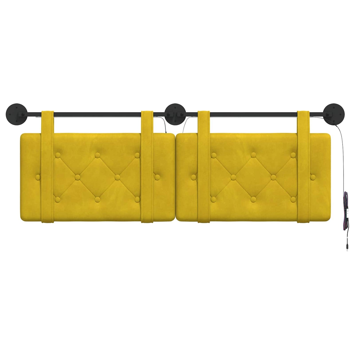 Hangend hoofdbord Met LED-verlichting Geel Fluweel