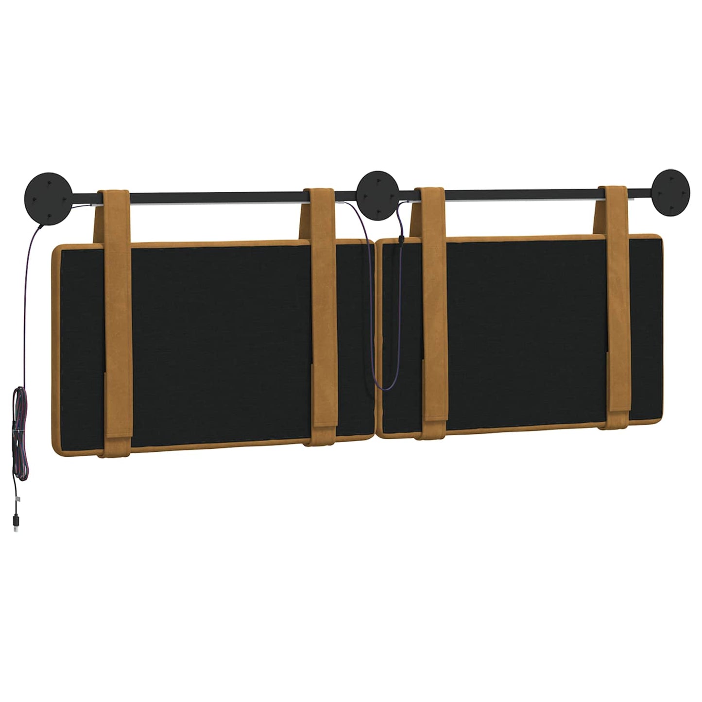 Hangend hoofdbord Met LED-verlichting Bruin Fluweel
