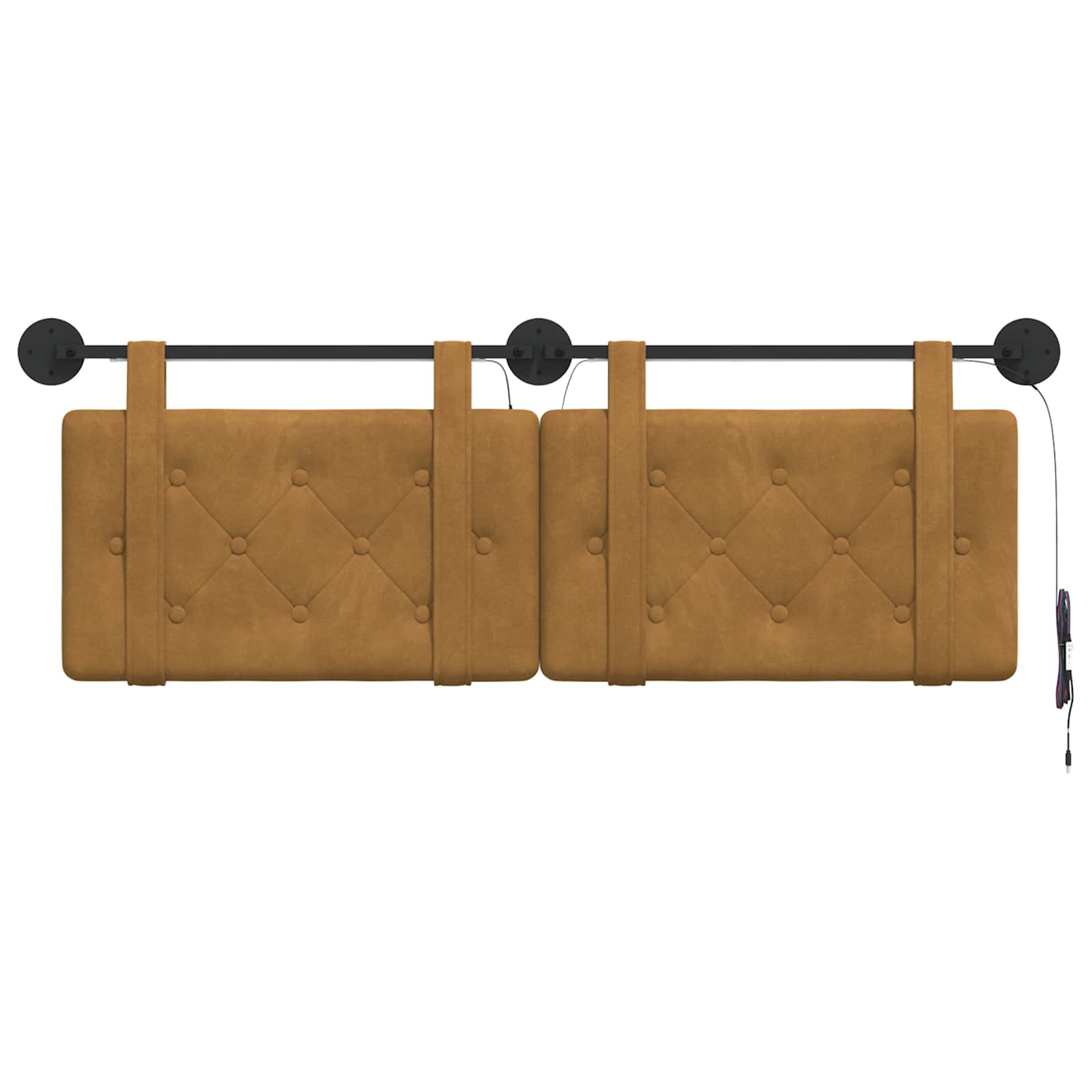 Hangend hoofdbord Met LED-verlichting Bruin Fluweel