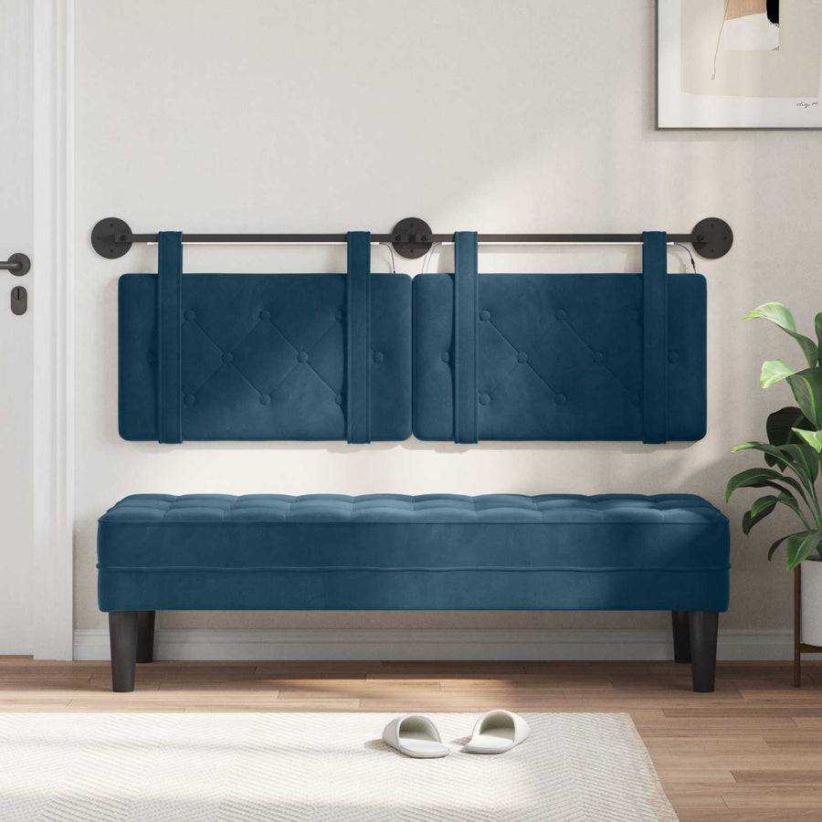 Hangend hoofdbord Met LED-verlichting Blauw Fluweel