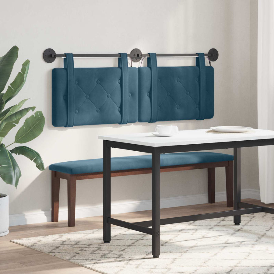 Hangend hoofdbord Met LED-verlichting Blauw Fluweel
