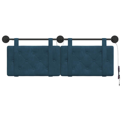 Hangend hoofdbord Met LED-verlichting Blauw Fluweel