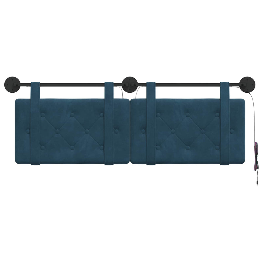 Hangend hoofdbord Met LED-verlichting Blauw Fluweel