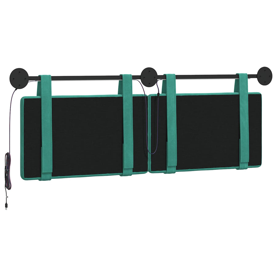 Hangend hoofdbord Met LED-verlichting Turquoise Fluweel