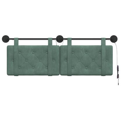 Hangend hoofdbord Met LED-verlichting Zeegroen Fluweel